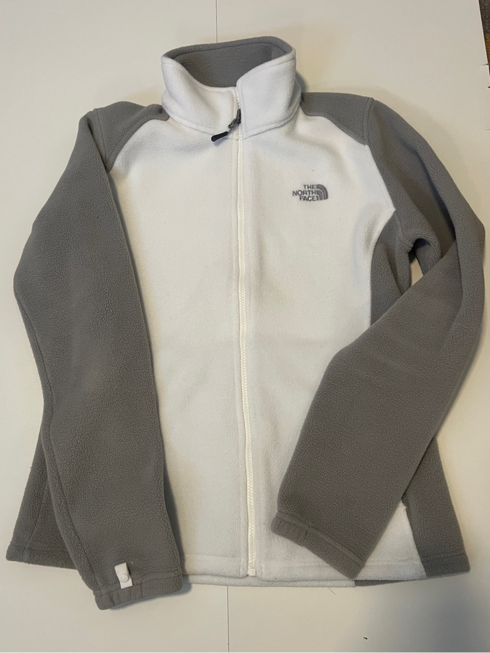 The North Face White and Gray Full-Zip Fleece Jacket